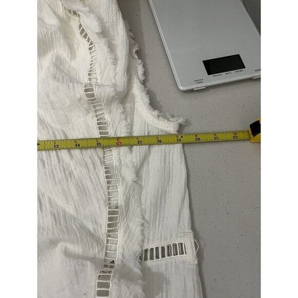 Free People White Midi Length Vest Hooded Pockets Draped Raw Hem - Picture 10 of 11